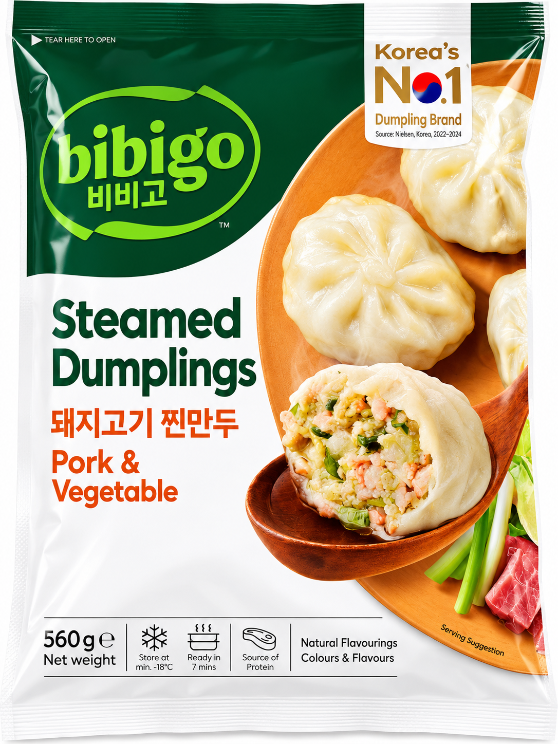 BIBIGO Steamed Dumpling Pork & Vegetable 560G