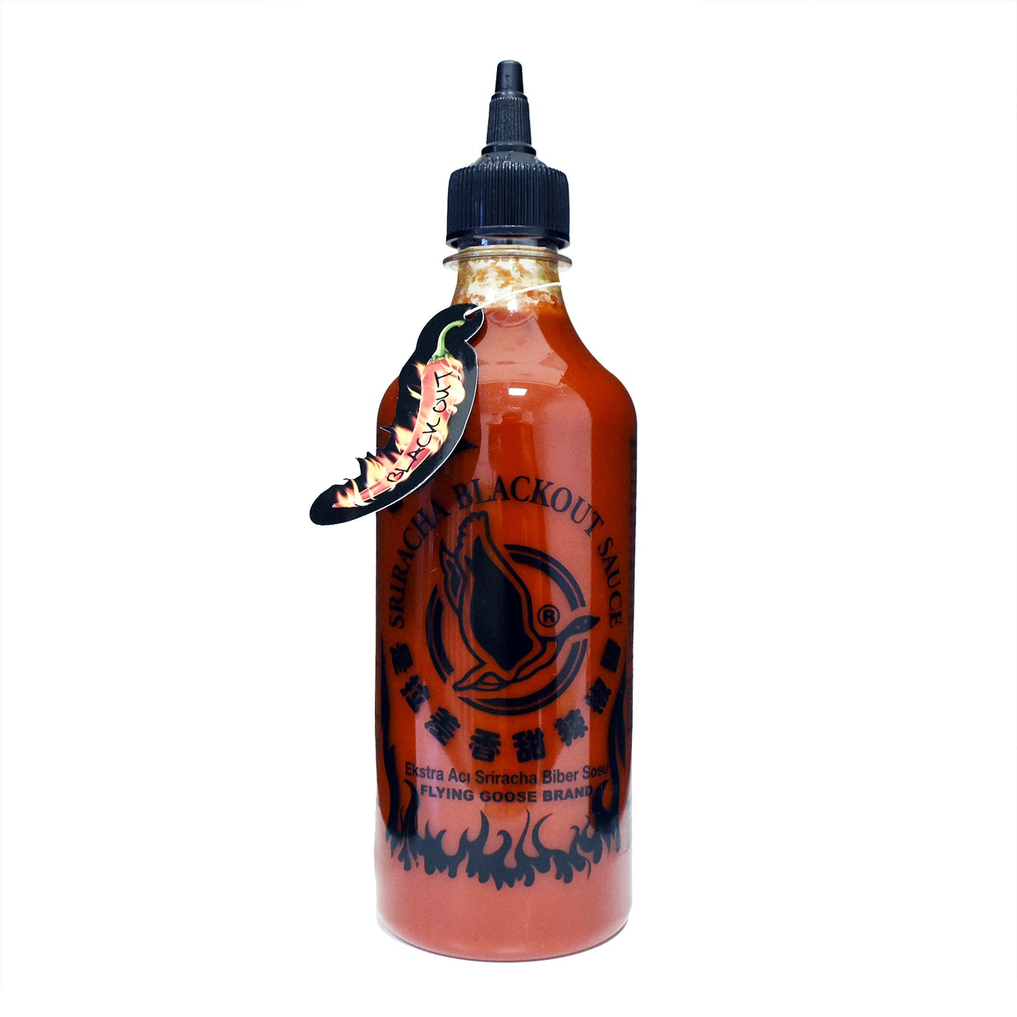 FLYING GOOSE Chili Sauce Black Out Hot (Pet) 525G/455Ml