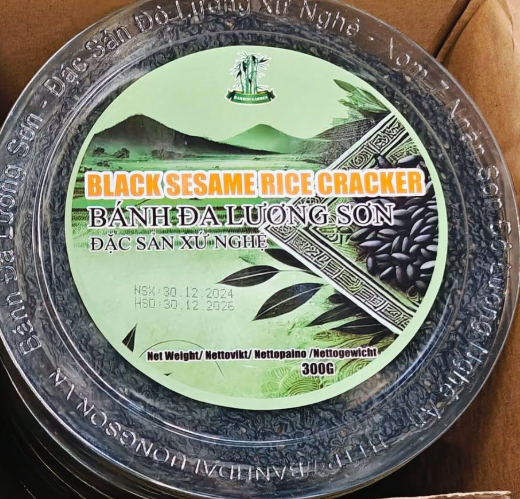 JASMINE Vn Black Sesame Rice Cracker - Banh Da Me Den 300G
