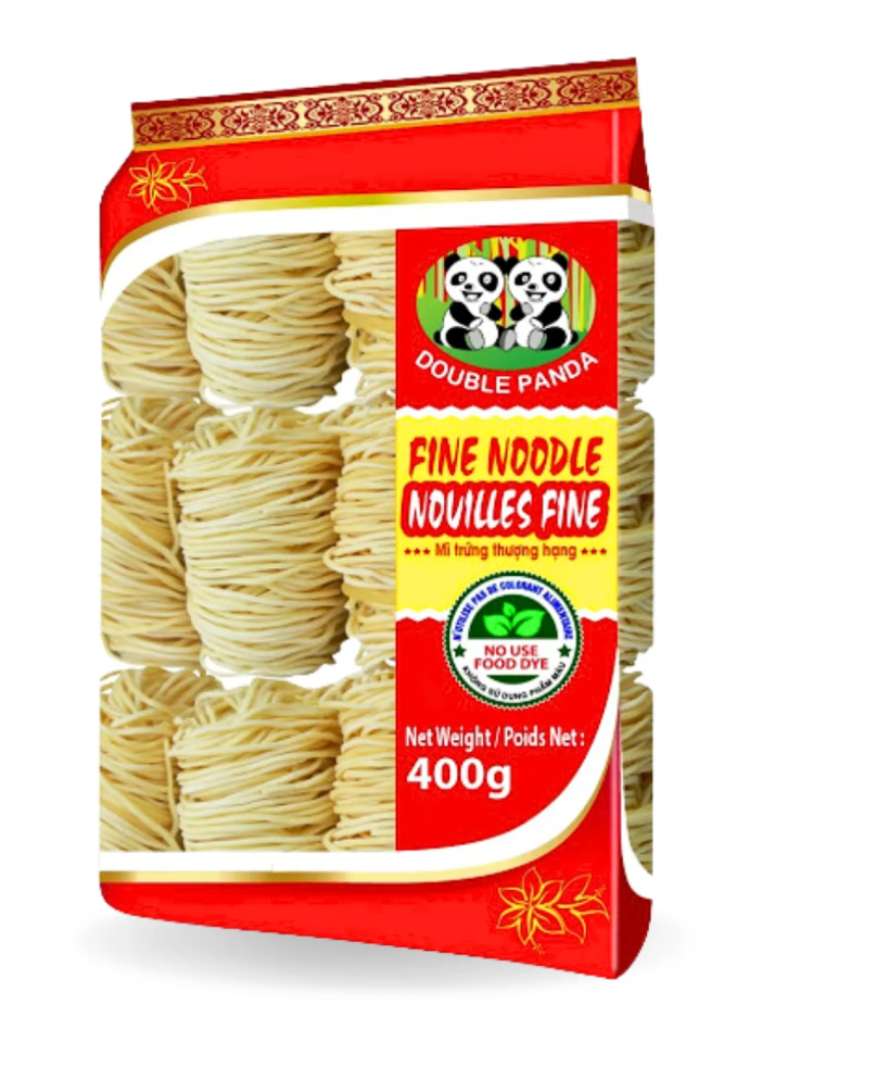 DOUBLE PANDA Fine Noodle 400G - Mi trung Soi Nho