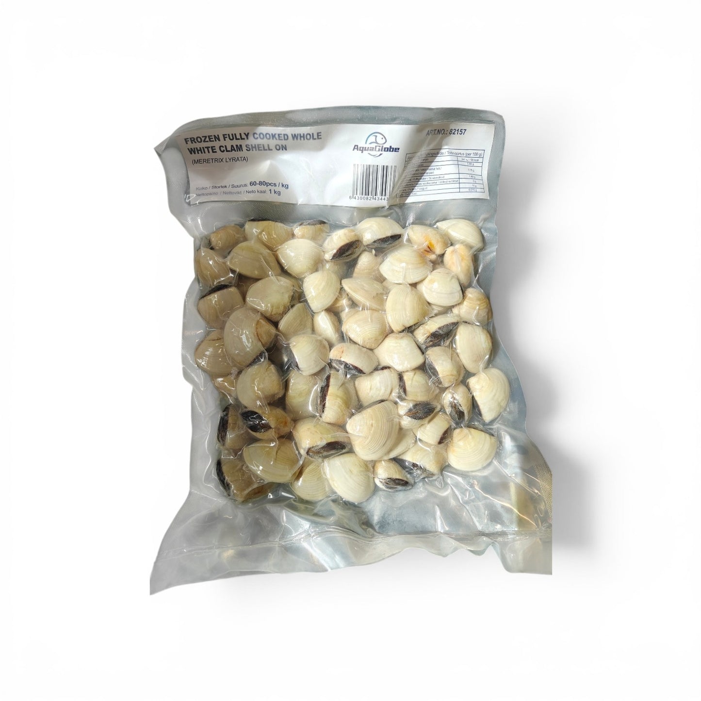 AQUAGLOBE Frozen Cooked Whole White Clam Shell On - Ngheu 1Kg