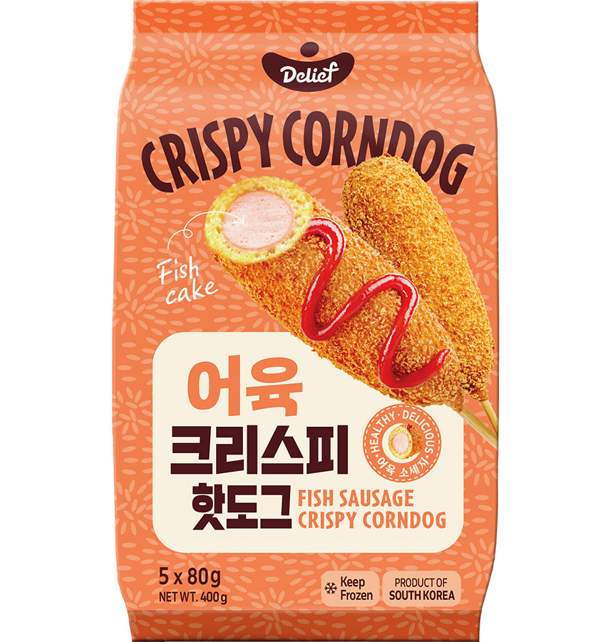 DELIEF Fish Sausage Crispy Corndog Pre Fried 400 G