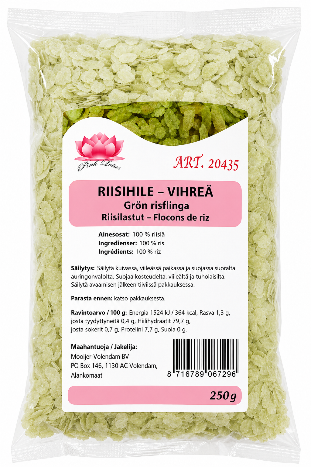 PINK LOTUS Green Rice Flakes - Com Det Xanh 250G