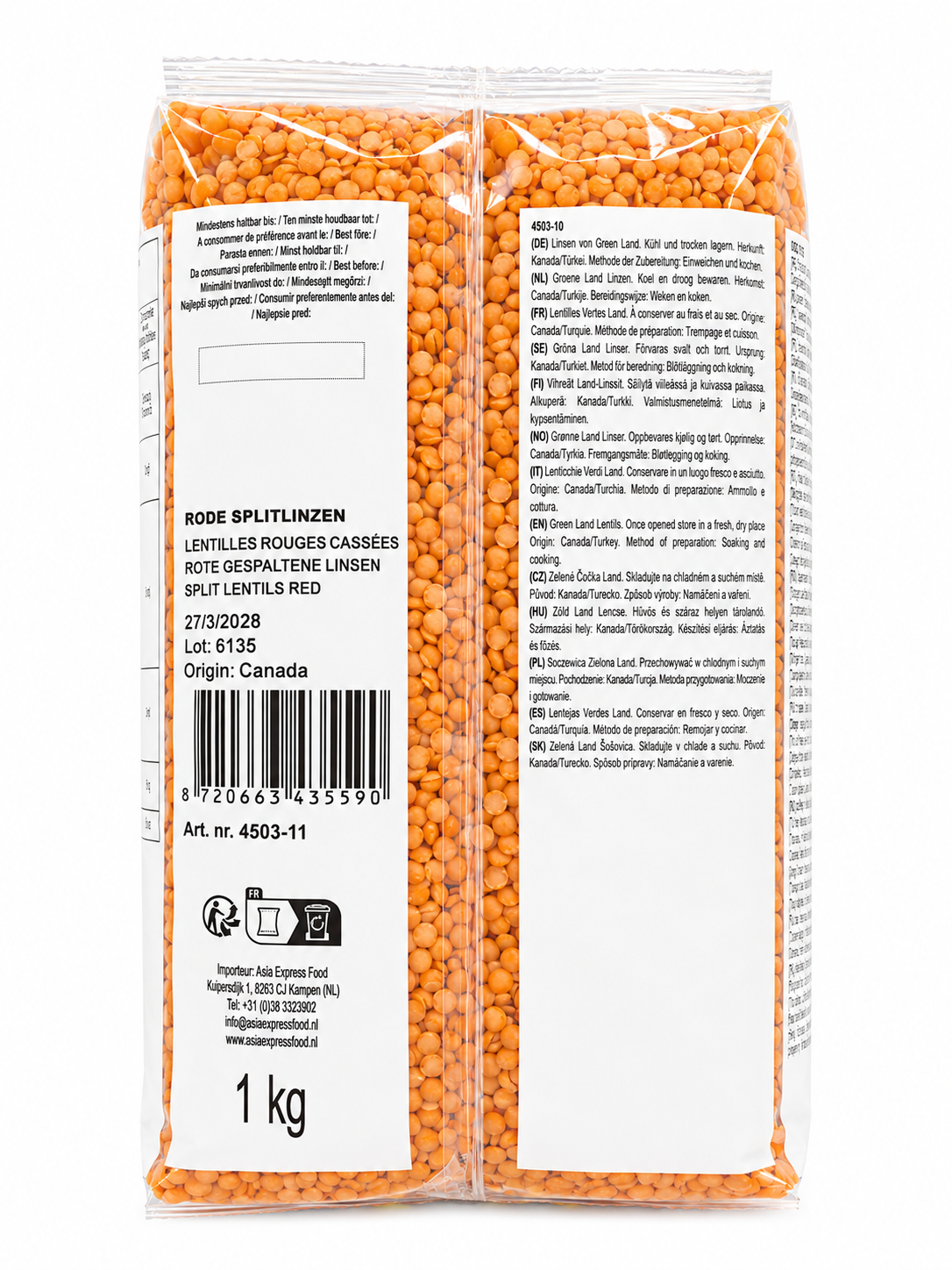 AFROASE Split Lentils Red 1 Kg