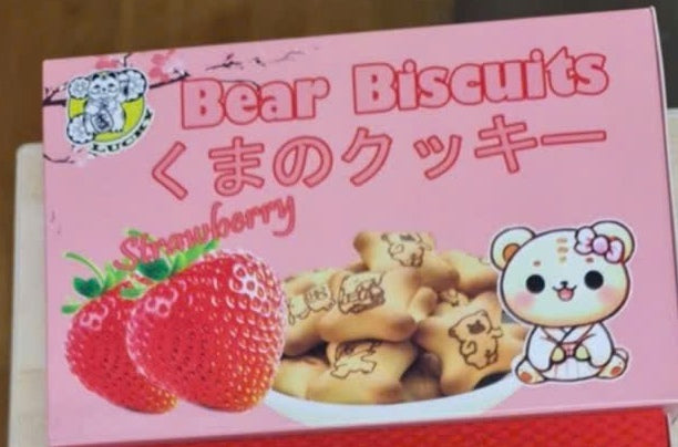 LUCKY Bear Biscuits Strawberry Flavour 50G