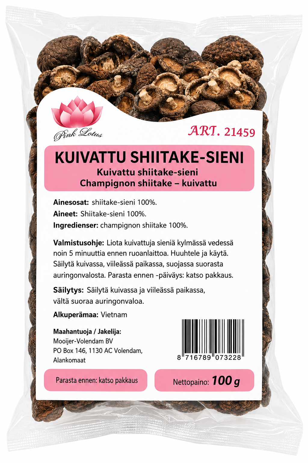 PINK LOTUS Dried Shiitake Fungus - Nam Huong 100G