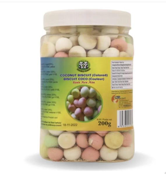 DOUBLE PANDA Color Coconut Biscuit - Banh Men Mau 200G