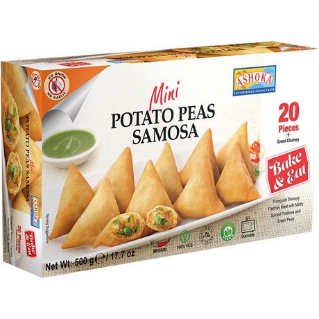ASHOKA Samosa Potato Peas Mini 20 Pcs 500 G