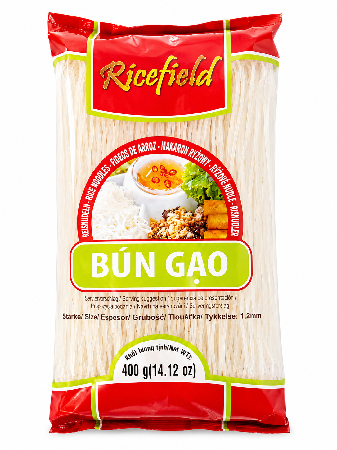 RICEFIELD Vietnam Rice Vermicelli 1,2 Mm / Bun Gao 400 G