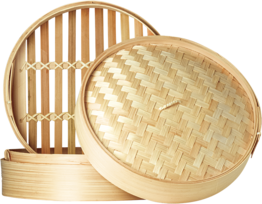 JADE TEMPLE Steamer Set 20 Cm, Bamboo 2 Baskets+1 Lid