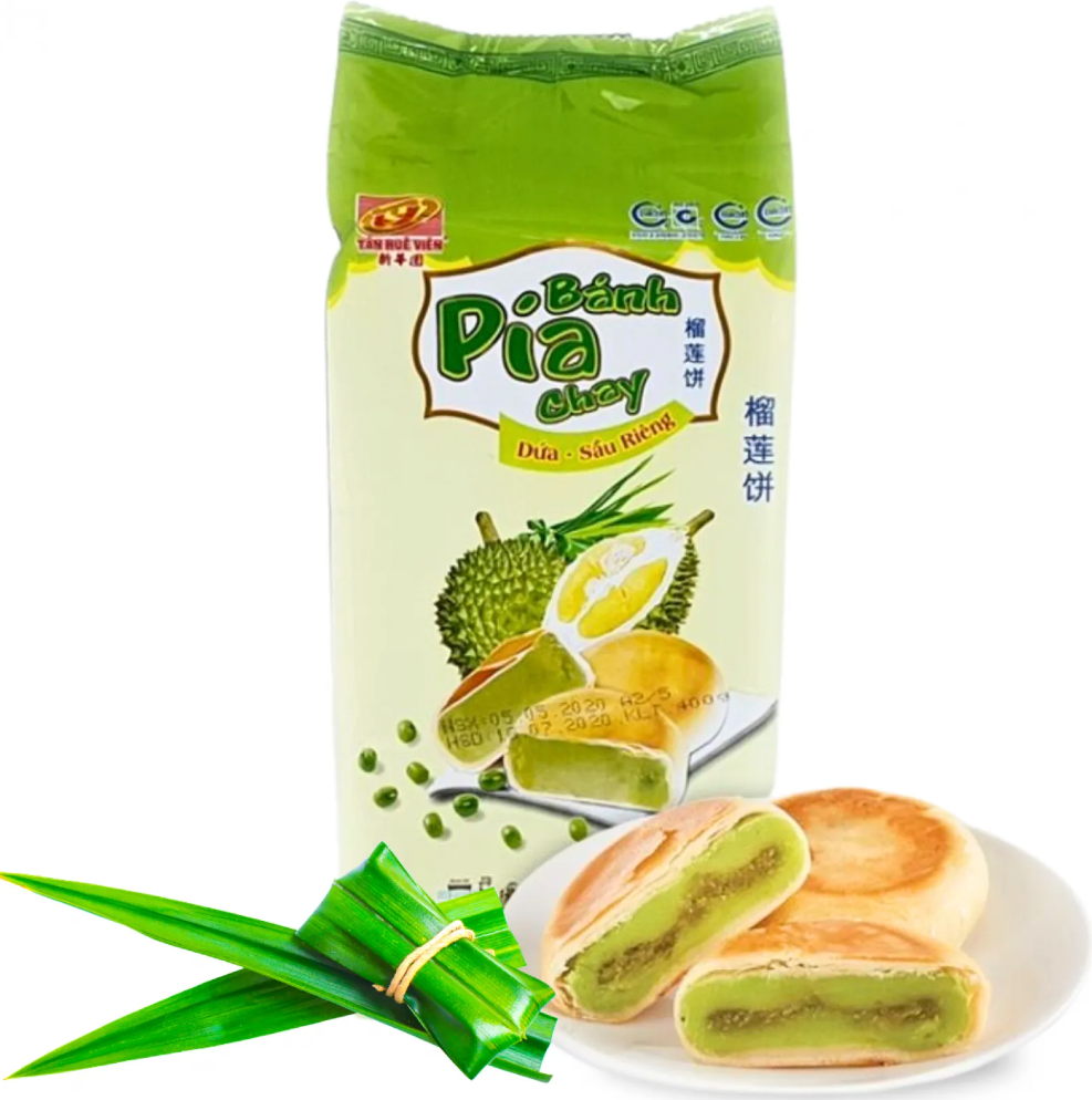 TAN HUE VIEN Pia Cake Durian Mung Bean Pandan 400G