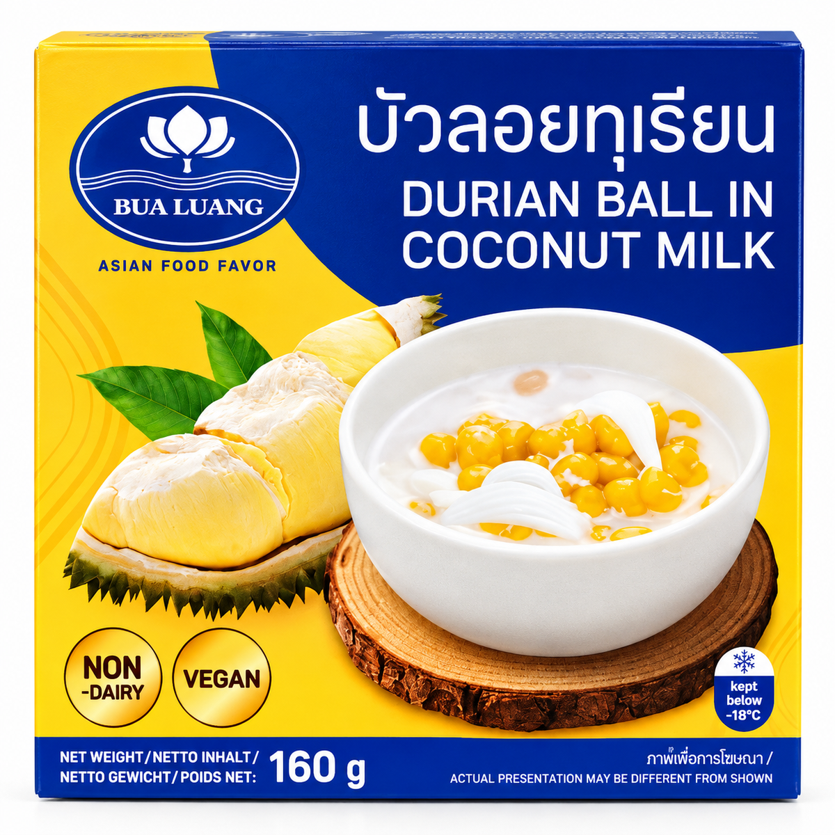 BUA LUANG Frozen Durian Ball In Coconut Milk 160G