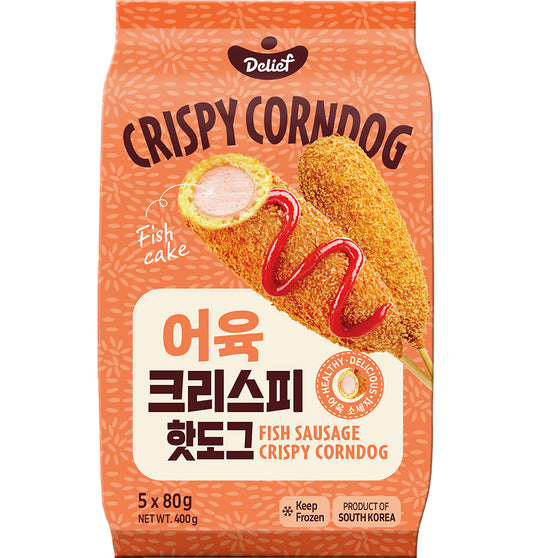 DELIEF Fish Sausage Crispy Corndog Pre Fried 400 G
