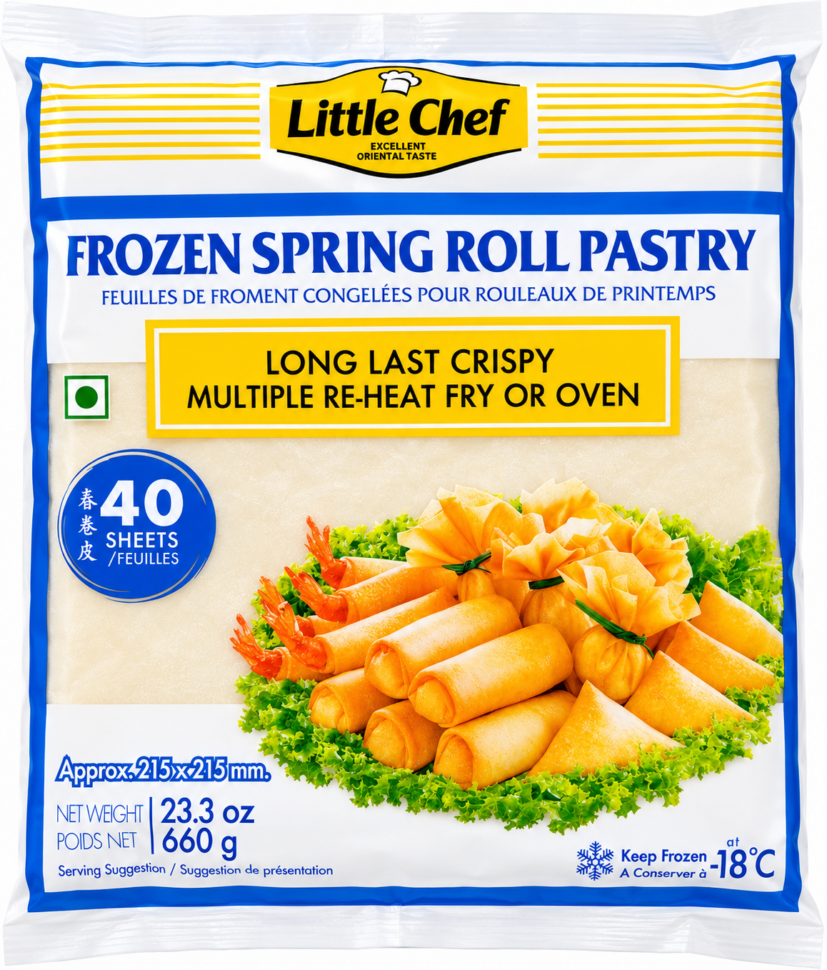 LITTLE CHEF Frozen Springroll Pastry 215X215Mm 660G