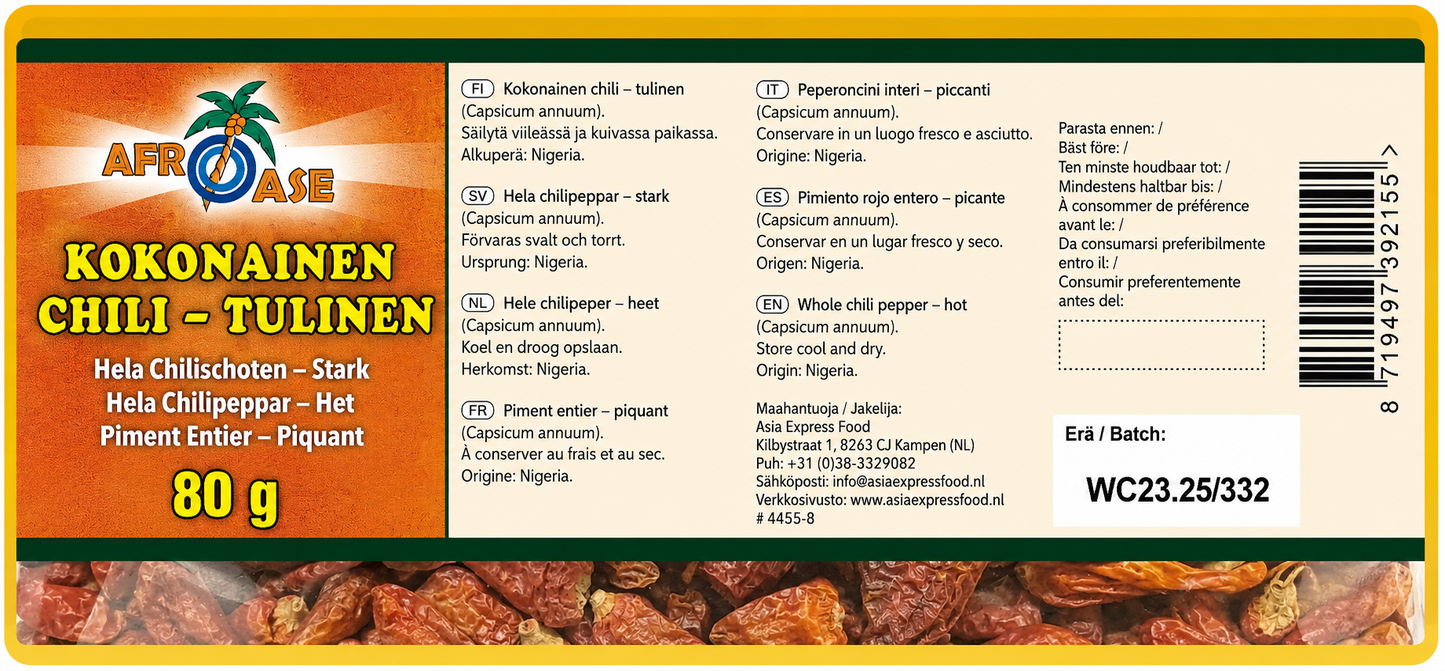 AFROASE Chili Pepper Whole Hot 80G