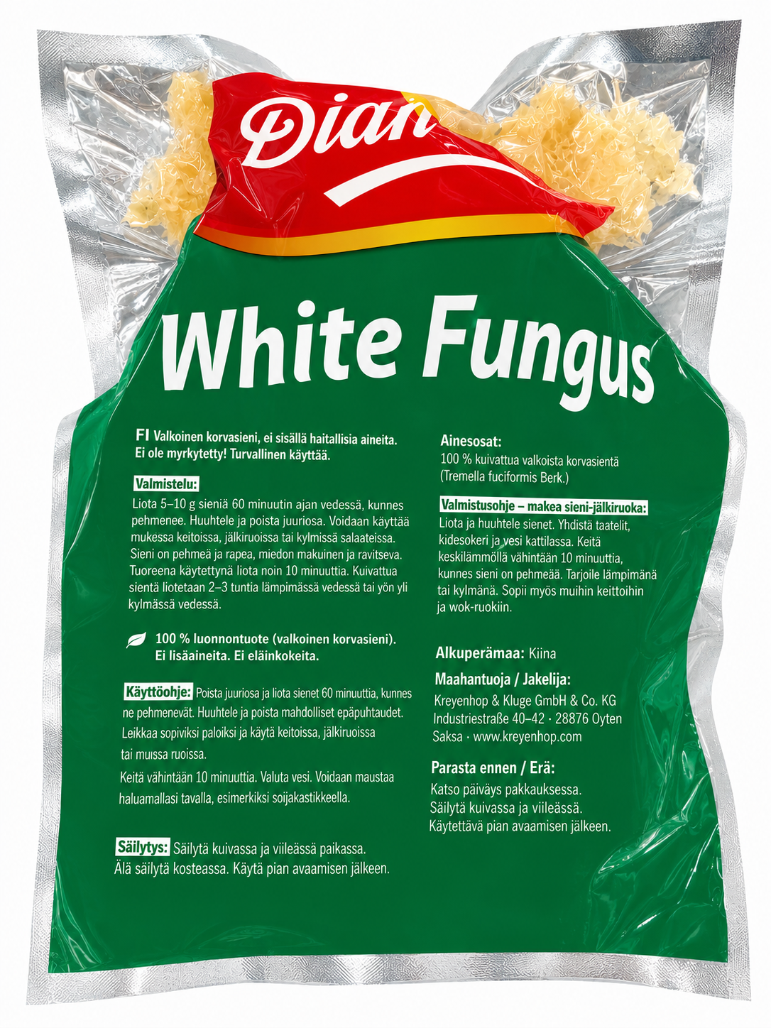 DIAMOND China White Fungus, Dried Sparissa Crispa  / Nam Tuyet 100G