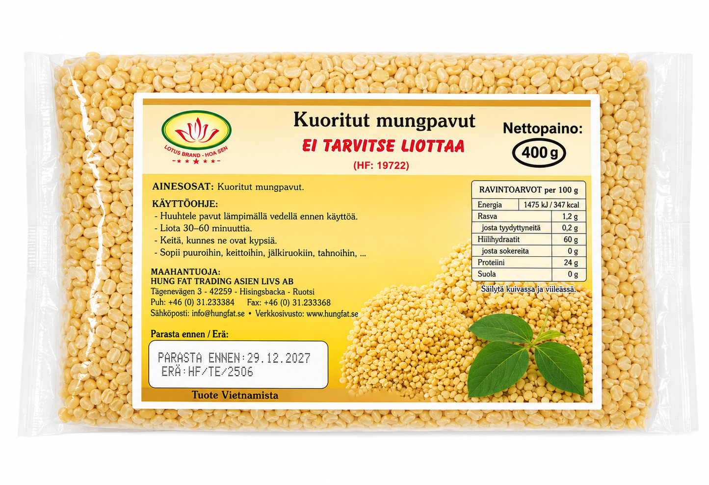 LOTUS Peeled Splited Mung Bean - Dau Xanh 400G