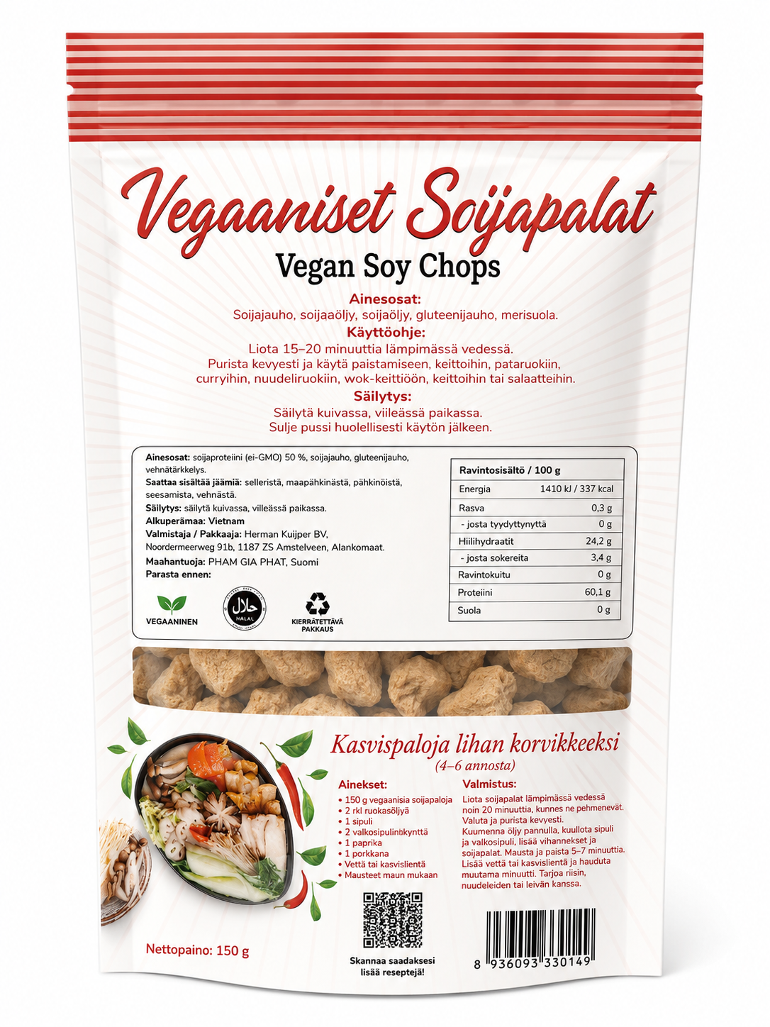 VEGAN Vn Ann  Soy Pork Chops - Suon Non Chay 150G