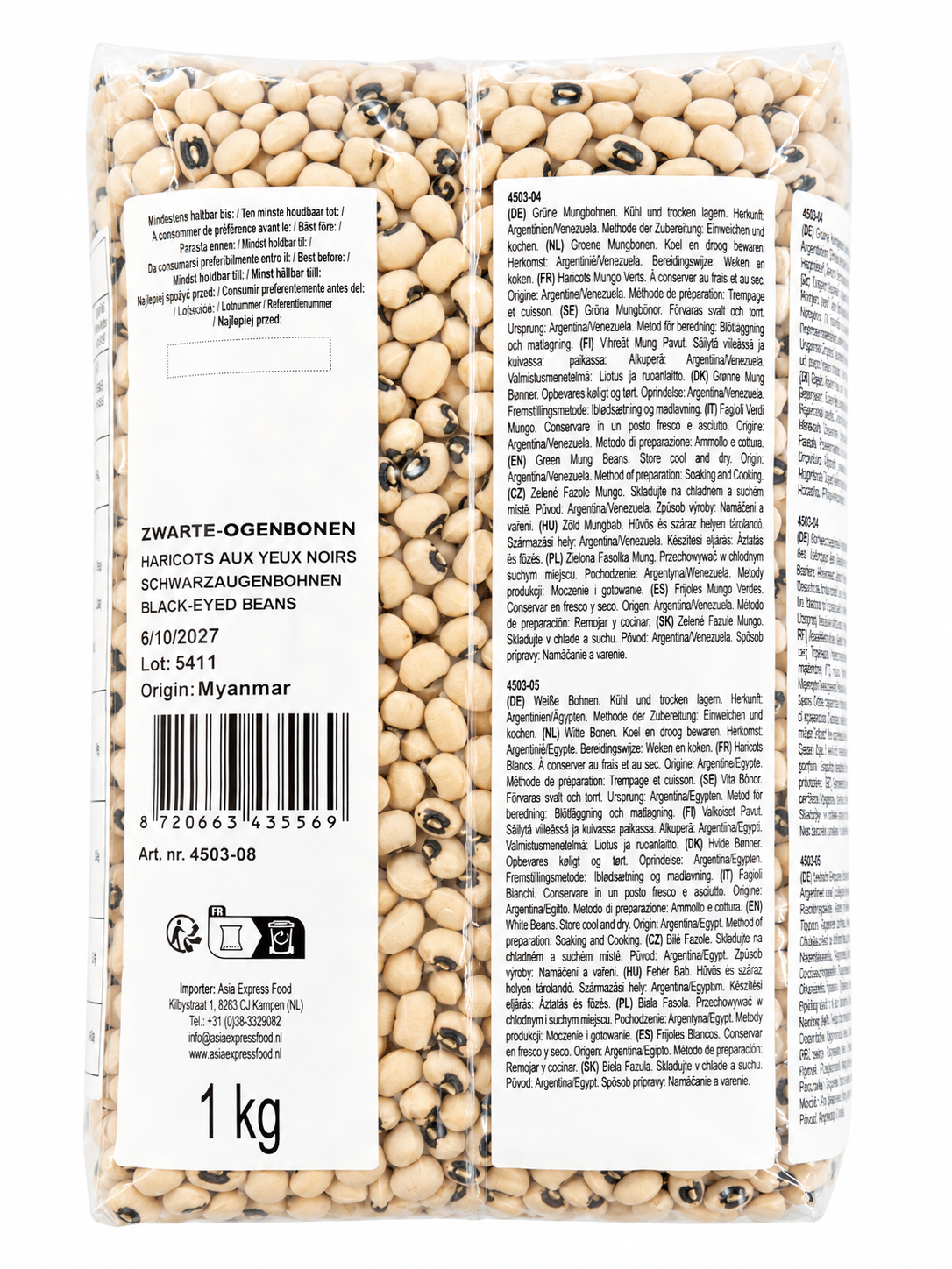 AFROASE Black-Eyed Beans - Dau Trang 1KG