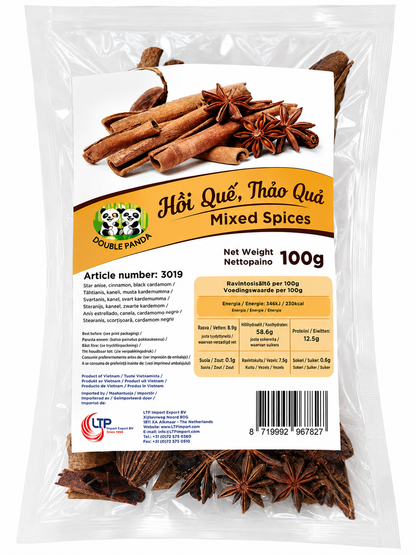 DOUBLE PANDA Dried Mixed Spices (Cardamon, Cinnamon and Anise) - Gia Vi Nau Pho 100G
