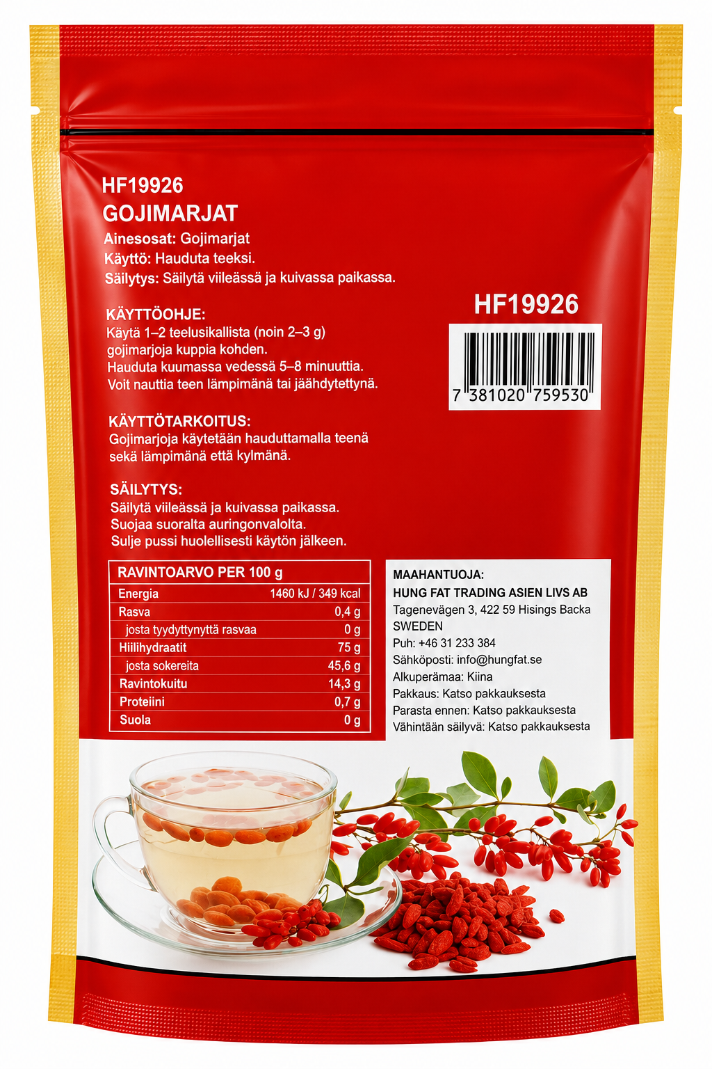 TFC Natural Boxthorn Fruit / Goji Berries - Ky Tu 100G