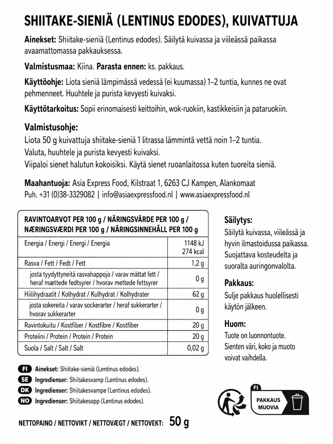 MOUNTAINS Tung Ku Mushrooms - Nam Dong Co 50 G