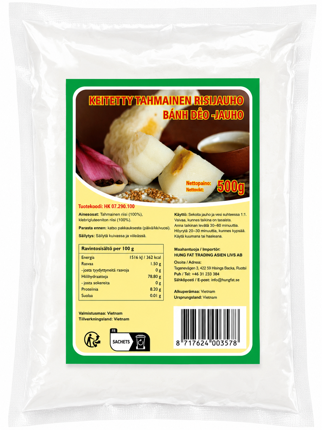 JASMINE Vn Roasted Glutinous Rice Flour 500G - Nep Chin (Bot Banh Deo)